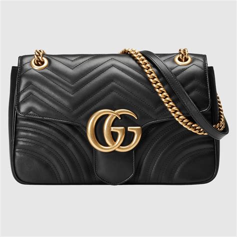 gucci gg marmont medium black|Gucci Marmont black hardware.